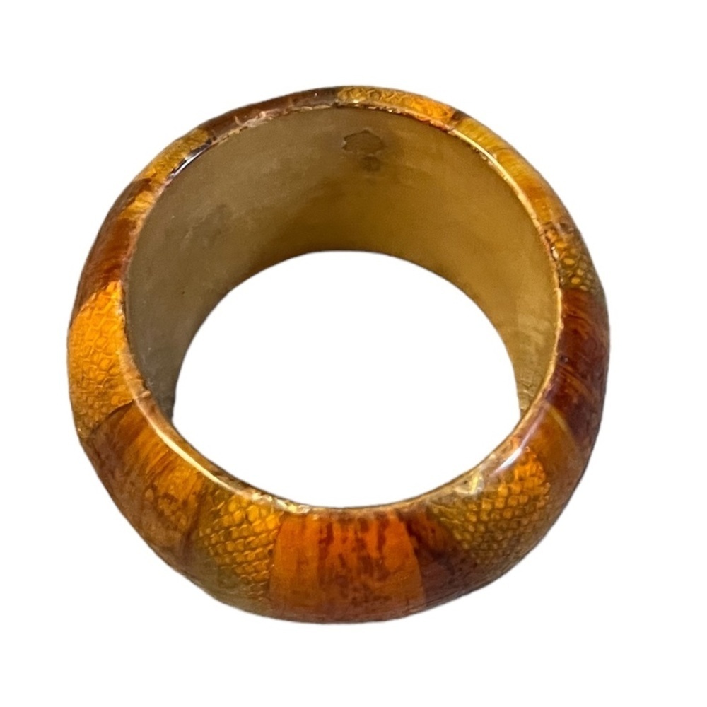 Bohemian laminated lucite Wood.Funky Chunky Bangle Bracelet Beige Brown & Honey‎
